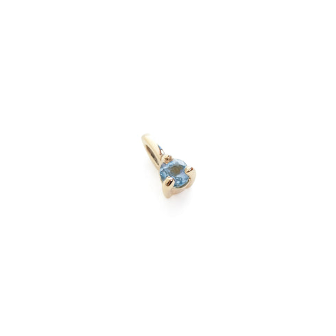 Three Claw Mini Aquamarine Pendant Charm in Yellow Gold